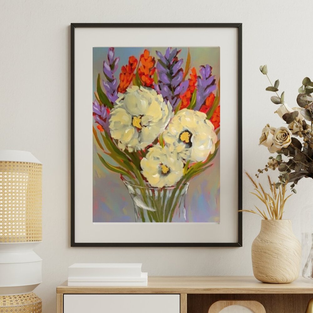 Acrylic Original Floral Painting  Fashion Wall Decor Whispers of Spring Flowers